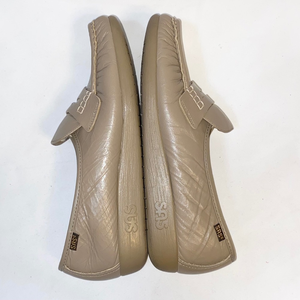SAS Penny Loafers Womens 9.5 M Taupe Leather Handsewn Moccasin Made in USA - Picture 12 of 16